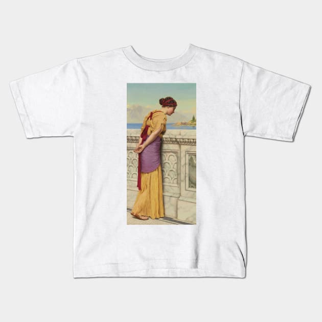 Who Can They Be by John William Godward Kids T-Shirt by Classic Art Stall